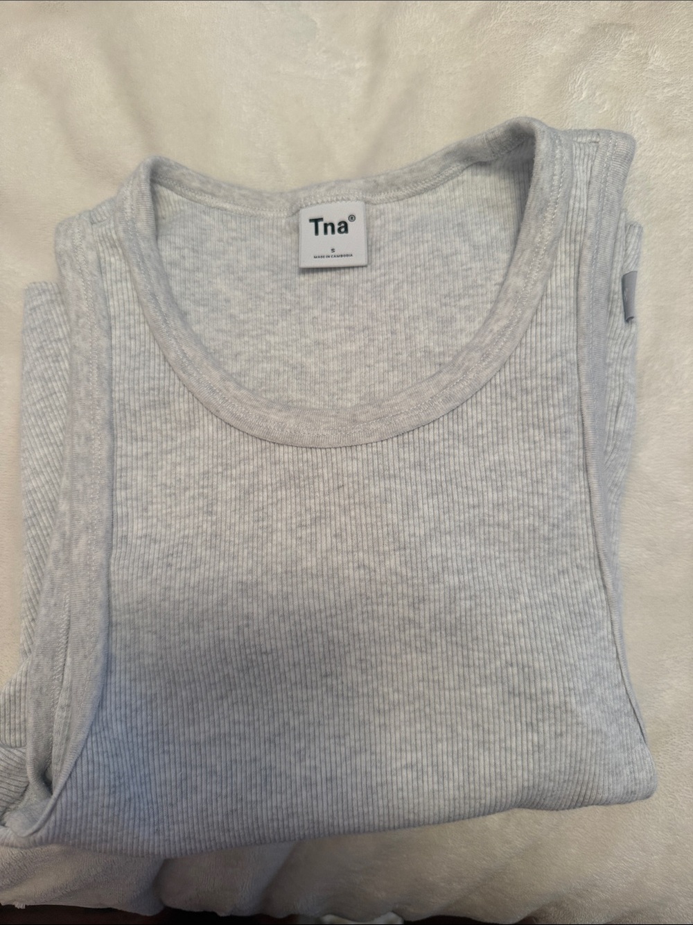 TNA Heather Gray Ribbed Scoop Tank